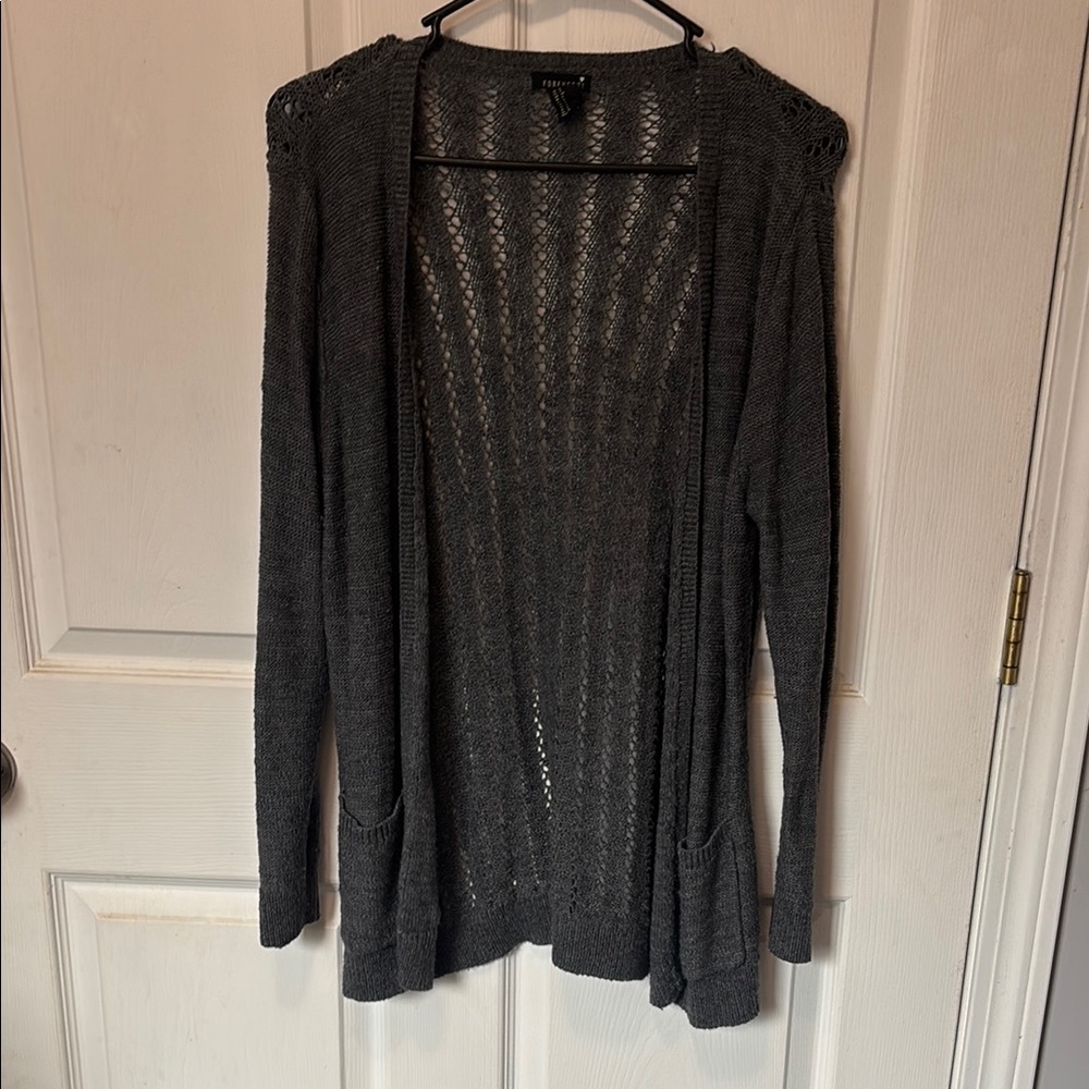 Gray Open-Front Sweater